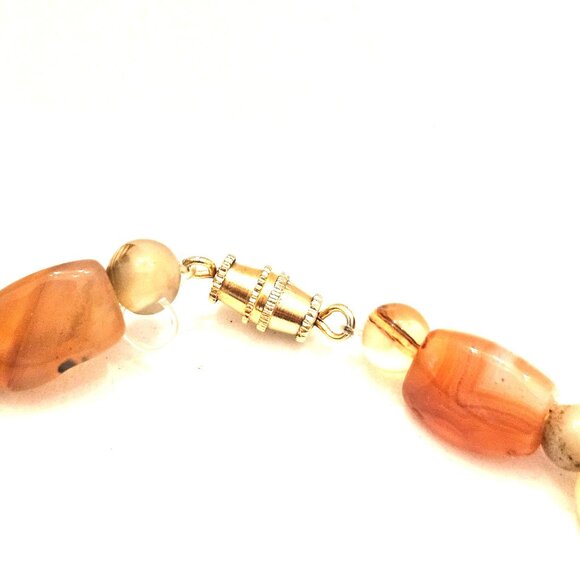 Vintage Polished Gemstone Beaded Necklace Quartz Adventurine Agate - Picture 3 of 3